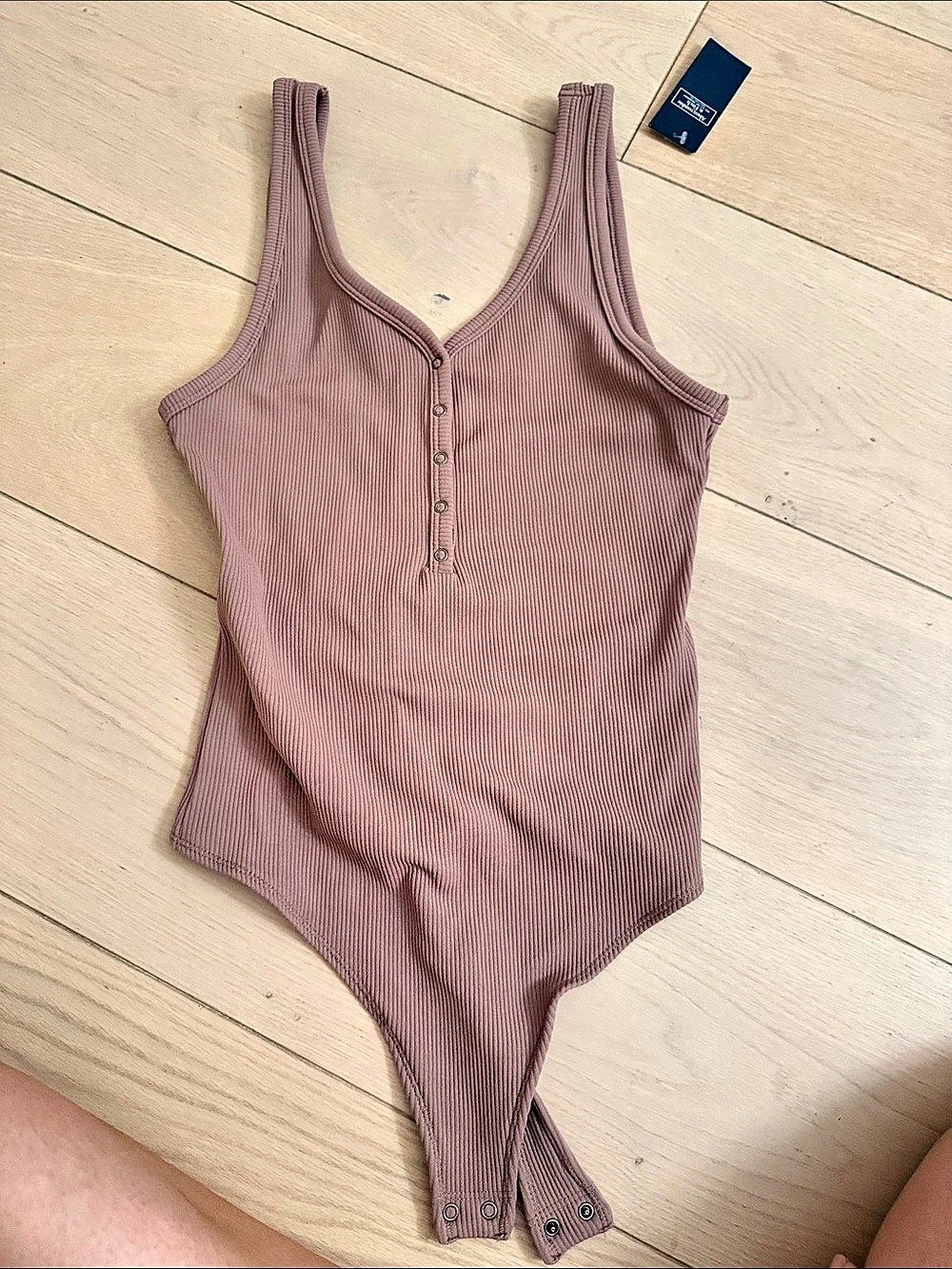Abercrombie & Fitch Soft A&F Collection Ribbed Henley Bodysuit Ribbed Tank